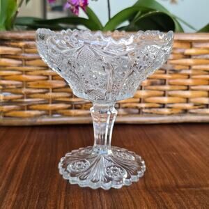 Antique Imperial Glass EAPG Compote Daisy And Button Clear Cottagecore 1910-30